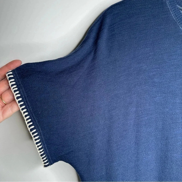 Monrow Revolve Navy Super Soft Blanket Stitch Casual Shirt Dress Size Small - Picture 6 of 12